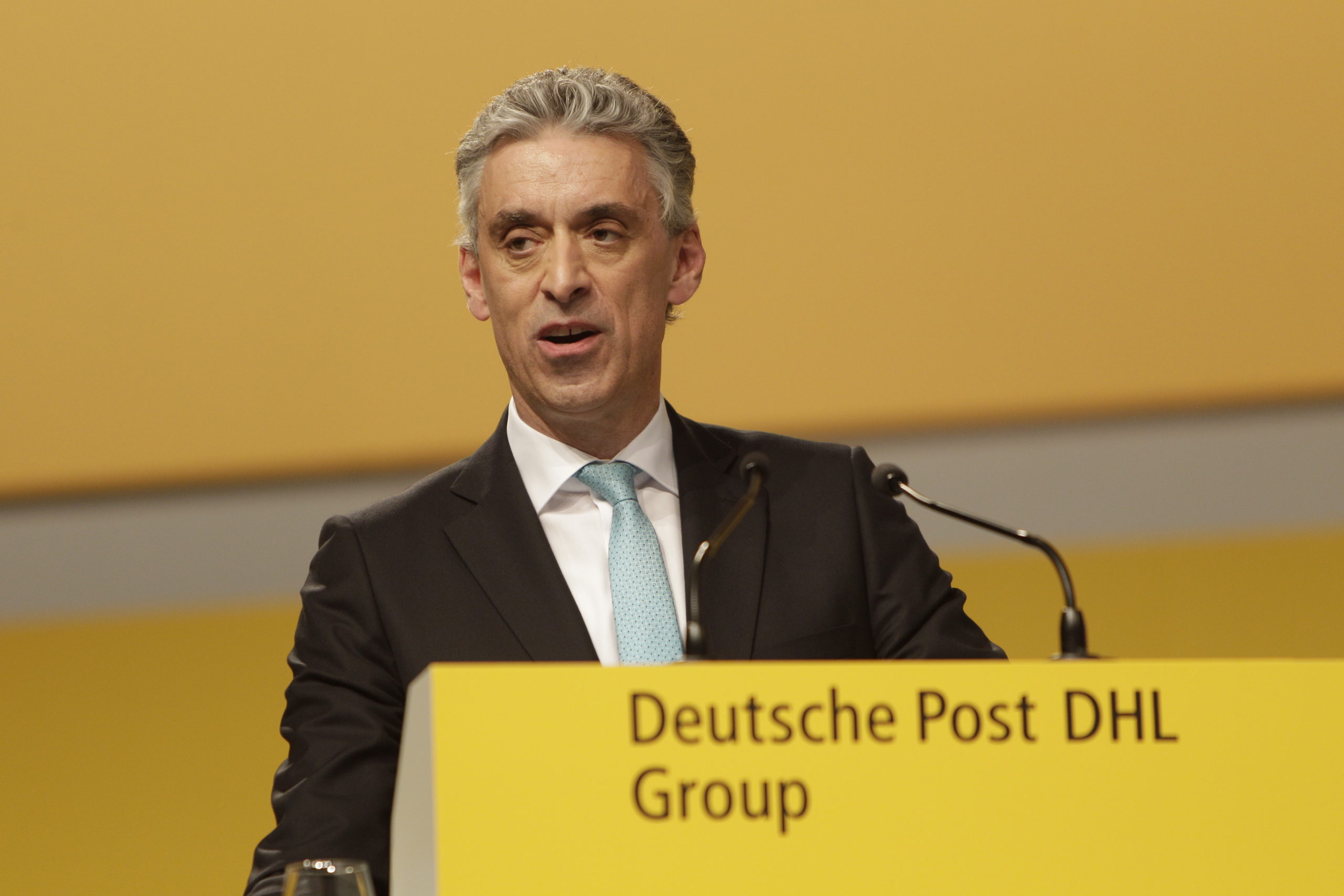 Frank Appel addressing DHL's Annual General Meeting