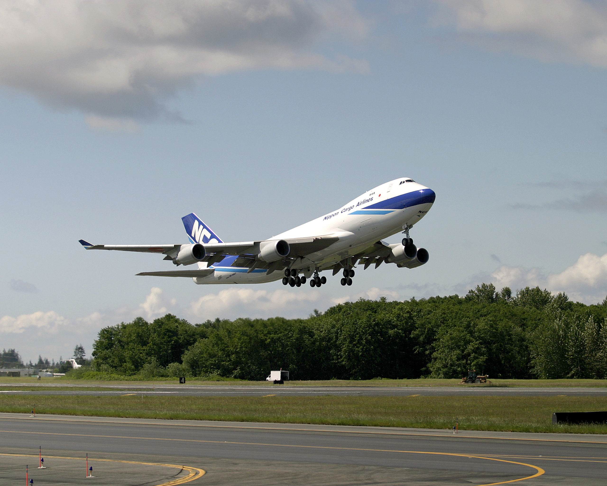 A Nippon Cargo 747-400F taking flight