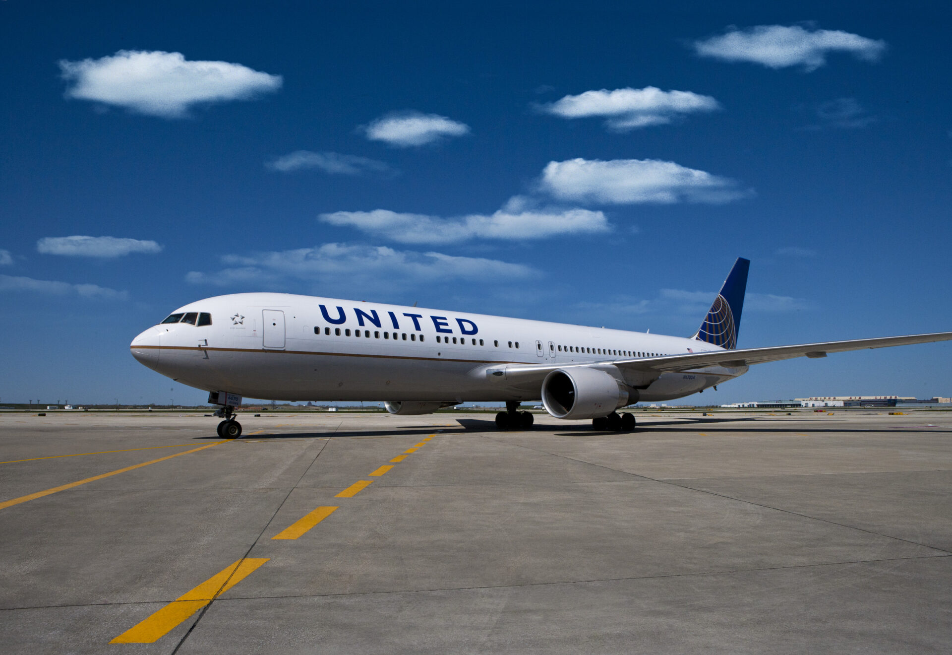 A United Airlines plane on the tarmac