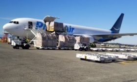 Amazon packages loaded onto airplane