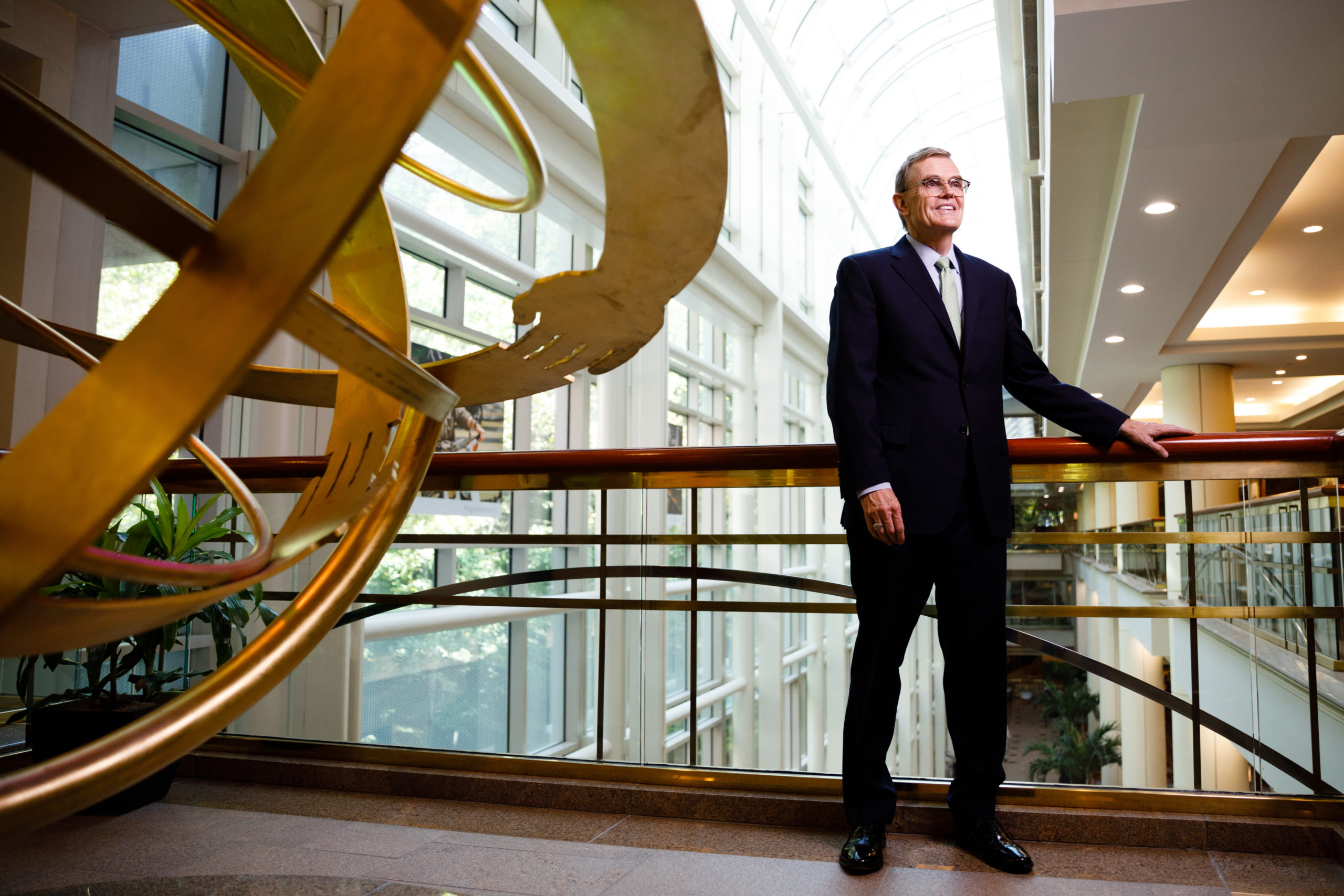 David Abney, chief executive officer and chairman of the United Parcel Service Inc. (UPS), stands for a photograph at the company's headquarters in Sandy Springs, Georgia, U.S., on Thursday, Sept. 12, 2019. A little more than two years into his tenure as CEO, Abney first broached to investors what has become the company's most sweeping top-to-bottom overhaul in decades. Photographer: Dustin Chambers/Bloomberg