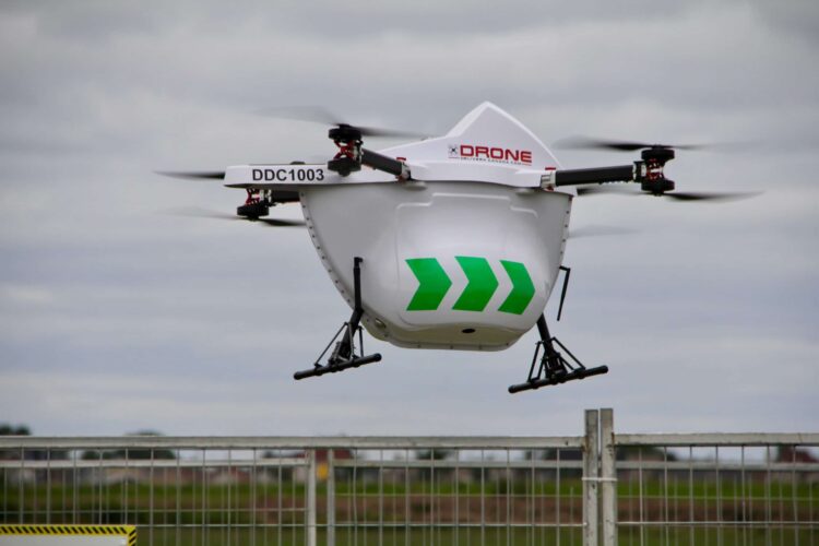 A Drone Delivery Canada drone flies