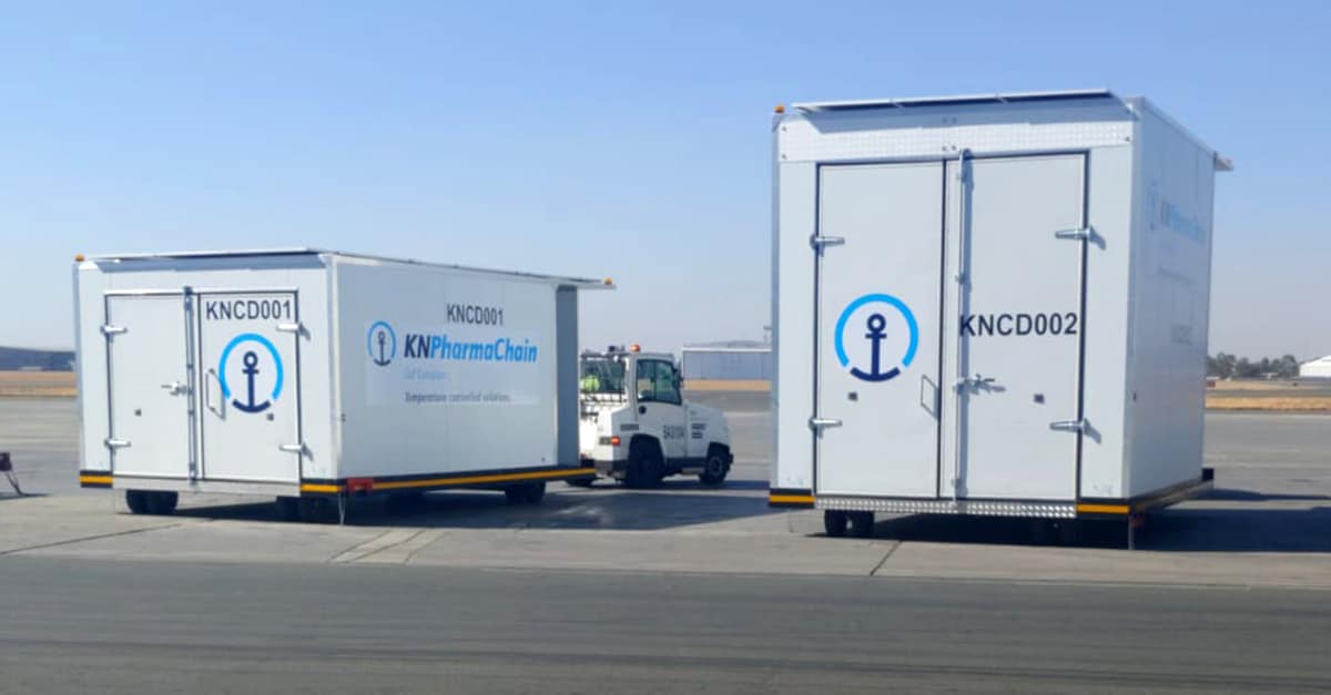 KN PharmaChain Cool Dollies at Johannesburg Airport. Photo courtesy of Kuehne+Nagel