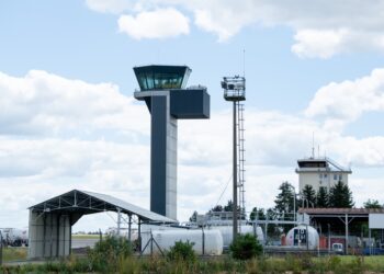 The new control tower at Chateauroux-Centre "Marcel Dassault" Airport in Chateauroux, France, on Friday, July 1, 2022. Many airlines struggled to see a future for their enormous Airbus SE A380s when the pandemic grounded fleets in early 2020 but Frances Chateauroux airport, about 250 kilometers south of Paris, is opening their giant hanger equipped to handle the double-deckers and up to five or six narrow bodies. Photo / Bloomberg