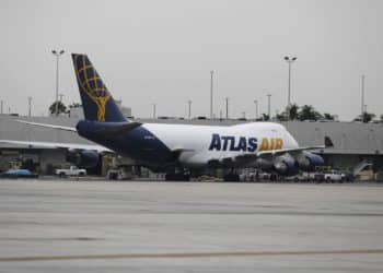 A cargo aircraft operated by Atlas Air at Miami International Airport in Miami. Photo / Bloomberg