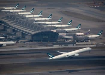 An aircraft operated by Cathay Pacific Airways Ltd. takes off from the Hong Kong International Airport. (Photo/Cathay Pacific)
