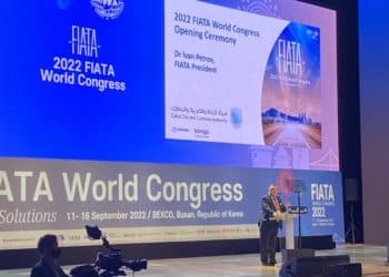 FIATA President Ivan Petrov speaks at the FIATA World Congress 2022 opening ceremony in Busan.