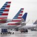 American Airlines and United Airlines airplanes at the Terminal A at Newark Liberty International Airport (EWR) in Newark, New Jersey, US, on Thursday, Jan. 12, 2023. The new terminal will see an Photographer: Aristide Economopoulos/Bloomberg