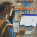 Worker processing electronic shipment