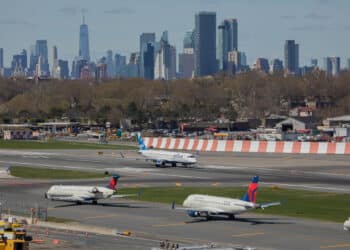 Airplanes on the tarmac at LaGuardia Airport