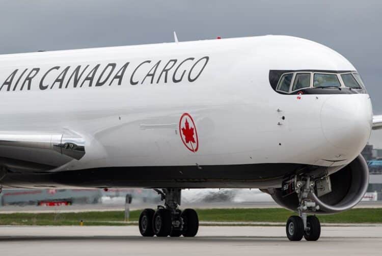 An Air Canada Cargo plane at an airport