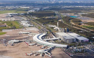 An aerial view of Brisbane Airport
