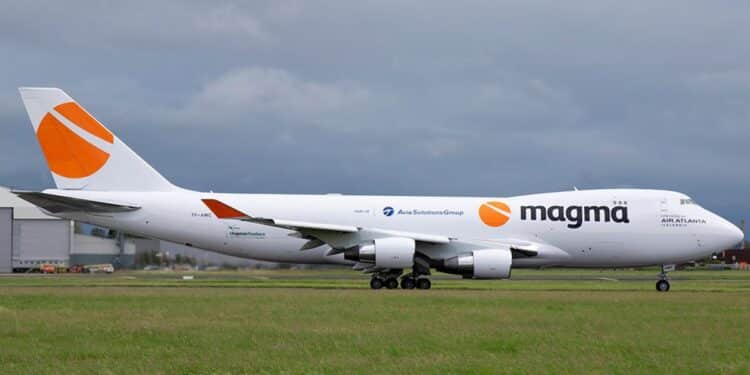 A Magma Aviation airplane on a runway