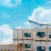 airplane flying above refrigerated cargo - cold chain logistics
