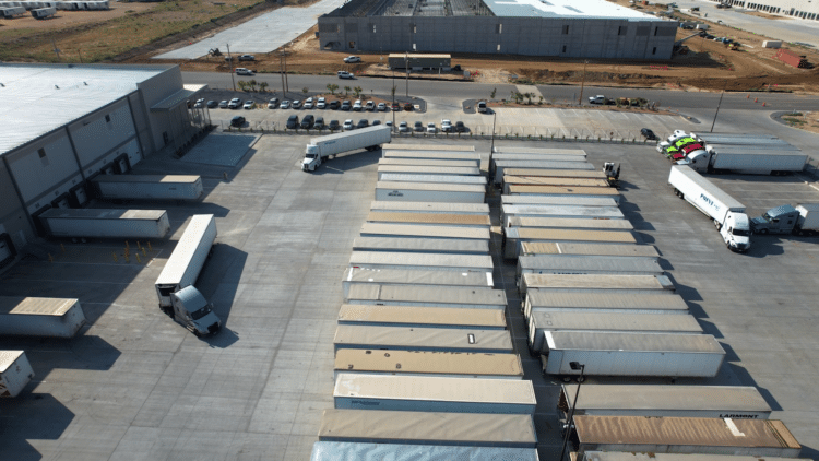 Trucks pulling into C.H. Robinson's new Laredo, Texas facility. (Photo/CH. Robinson)