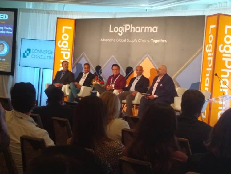 The keynote panel on the first day of LogiPharma 2023 in Boston