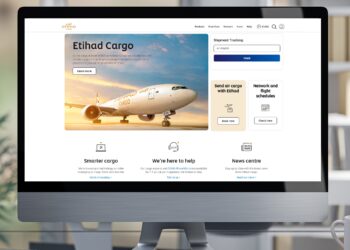 A computer showing Etihad Cargo's booking platform on its screen