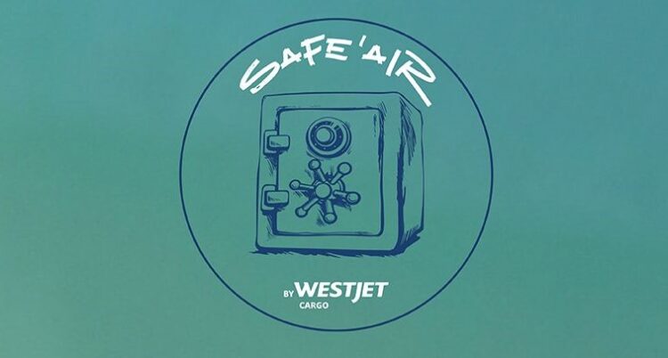 A graphic of a safe with the words: "Safe'Air by WestJet Cargo"